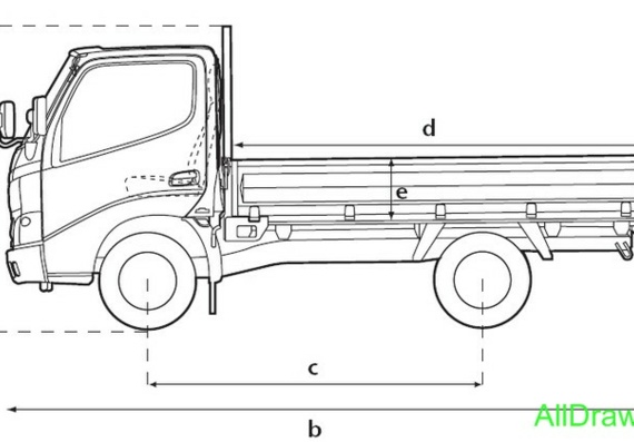 Toyota Dyna Short wheel base 3.0 Litre Diesel чертежи (рисунки) грузовика